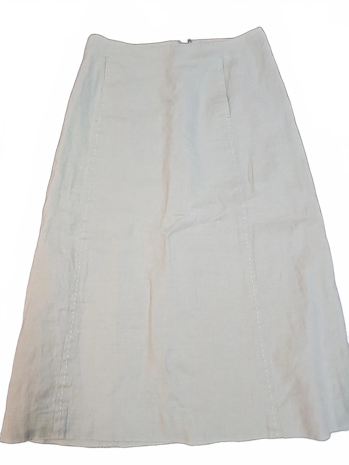 Ann Taylor Lined Linen Blend Midi Skirt Size 4