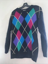 Private Party Plaid Silk Angora Rabbit Hair Lambswool Sweater Women’s Size M