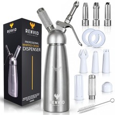 Professional Whipped Cream Dispenser 500mL Aluminium Whip Maker Canister with...