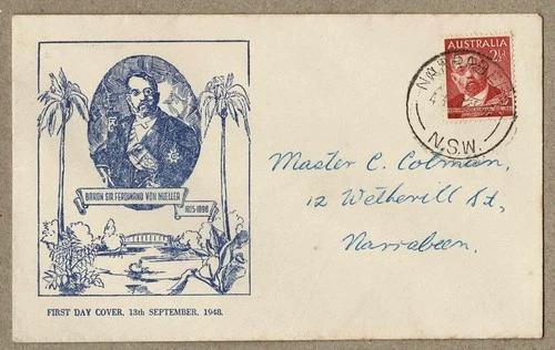 Australia 1948 Smyth Blue Von Mueller FDC Cover