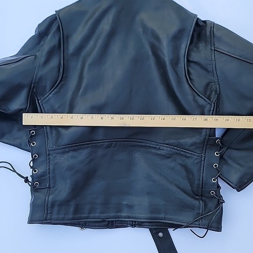 Black Leather Motorcycle Moto Biker Jacket Hot leathers Made In USA Mens 40 - Picture 18 of 24