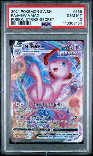 2021 POKEMON SWORD & SHIELD FUSION STRIKE SECRET #269 FULL ART/MEW VMAX PSA 10