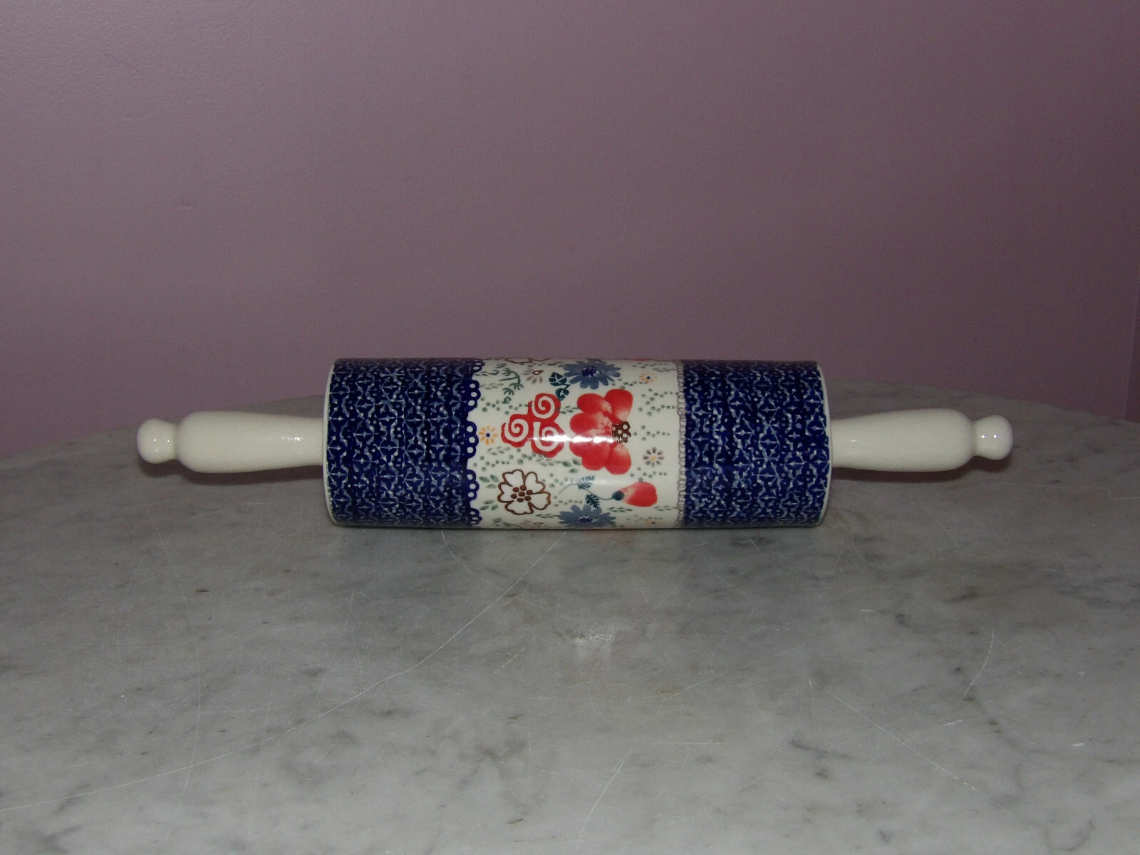 Polish Pottery Rolling Pin! UNIKAT Signature Sweet Harmony Pattern!