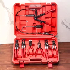 9-Piece Hose Clamp Pliers Kit Clip Remove Set Swivel Jaw Flat Angled Automotive
