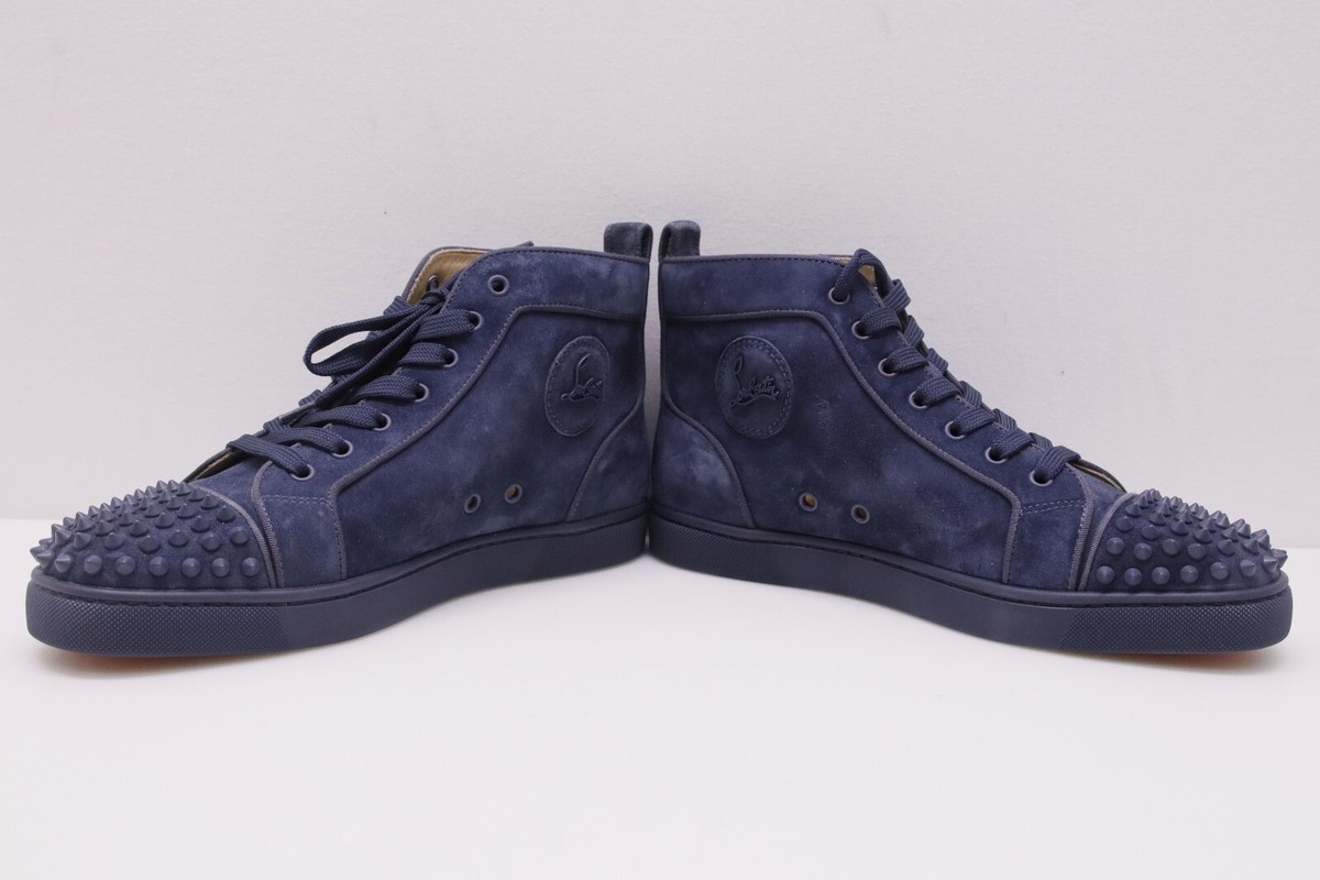 CHRISTIAN LOUBOUTIN 995$ Rock Blue Suede LOU Spikes Orlato High 