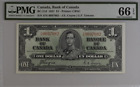 1937 Canada 1 Dollar Bc-21d Banknote Currency Unc Pmg 66