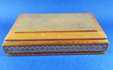 schöne alte Deckeldose aus Holz -  mit Intasien - 17 cm - Holzdose