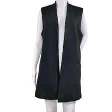 Catherine Malandrino Leigh Career Office Layer Open Vest Black Women's Medium