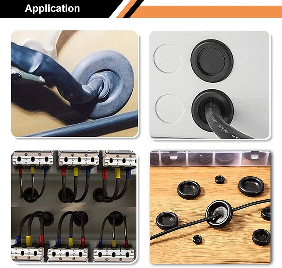 Surtido de 200 tapones de orificio de goma negros para carrocería automática y chapa metálica, cabezal empotrado Foto 4 de 4