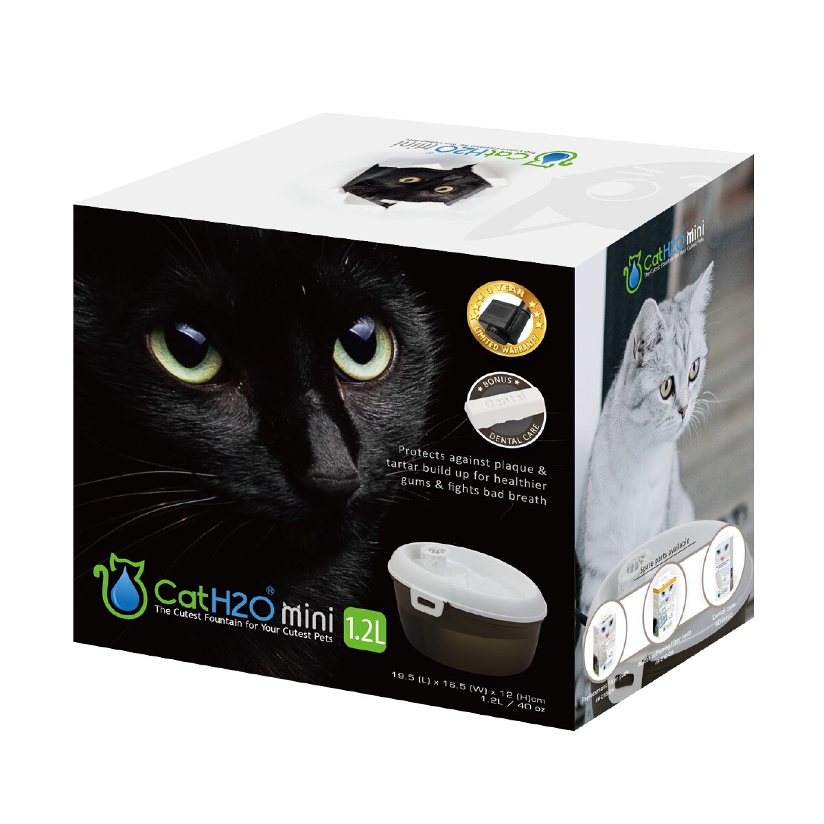 Cat H2O mini - Pet Water Fountain with filter & dental care (1.2L) - Picture 6 of 7