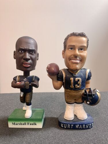 Vintage St. Louis Rams Bobbleheads Kurt Warner and Marshall Faulk Lot of 2 - Picture 1 of 4