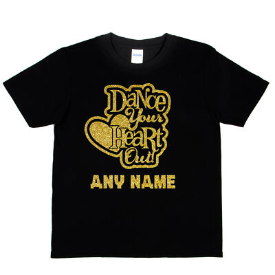 Personalisiertes Kinder T-Shirt Tanz Herz raus beliebiger Name ideal für Tanzschulen