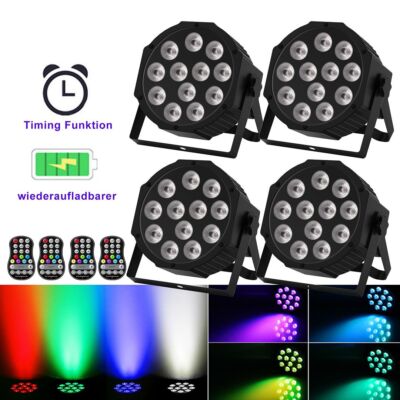 RGB Wiederaufladbar 120W 12 LED Par Strahler 5500mAh Akku DMX Strobe Bühnenlicht