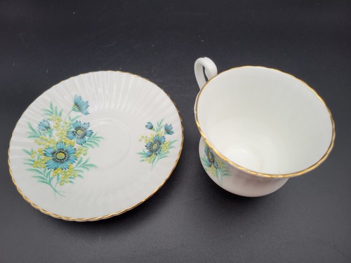 Bone China Tea Cup And Saucer Hamilton China Blue Flower Pattern - Picture 3 of 6