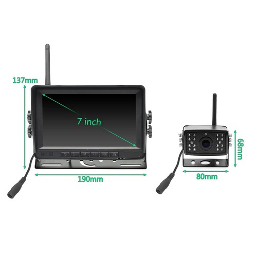 Wireless Rear View Backup Camera System 7" Monitor for Truck Caravan Bus RVs - Picture 13 of 23