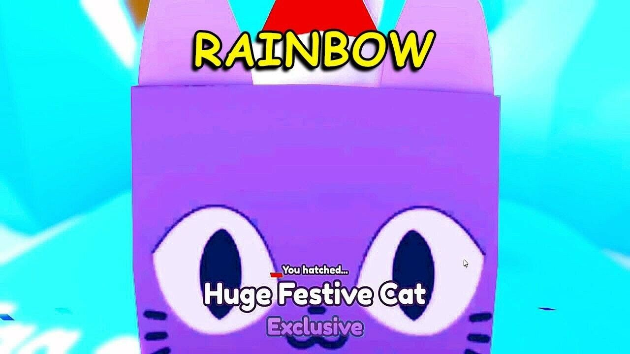 Roblox (Pet Sim X) (Huge Festive Rainbow Cat) 100% Clean (NOT DUPED)