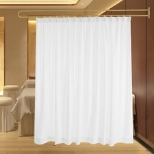 White Partition Curtain With U-Shape Tube Privacy Partition Curtain Room Divider