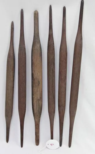 Set di 6 vecchi mattarelli in legno stile Chapati vintage robusto per fare il... - Foto 10 di 24