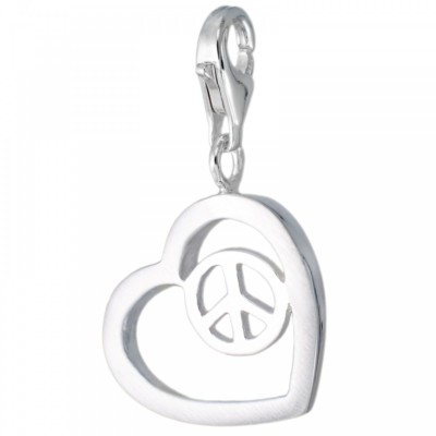MELINA Charm Pendant Heart Matte Peace Shiny Silver 925