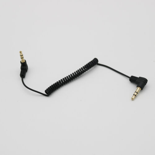 3.5mm 3Pole Male To Male Right Angled Audio Coiled Spiral Cable 60cm Gold Plated - Picture 6 of 7