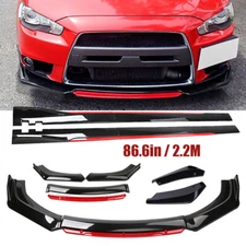 Front Bumper Lip Spoiler Splitter Gloss Black Red For Mitsubishi Lancer Body Kit