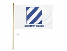 5' Wood Flag Pole Kit Bracket With 3x5 Army 3rd Infantry Division White Flag