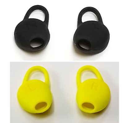 2 Pairs Earcups/Earbuds for Plantronics BACKBEAT FIT 2100, 3100 ''Black+Yellow''