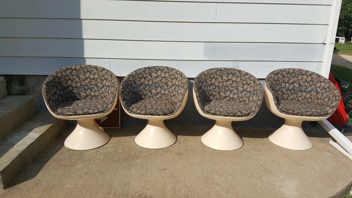 4 VTG Mid Century CHROMCRAFT space age dinette chairs Tulip base swivel