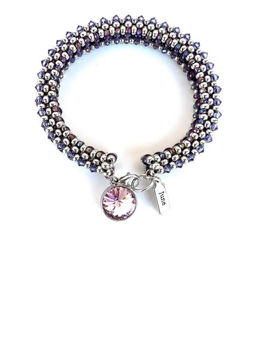 swarovski bracelet | amethyst bracelet | rivoli bracelet | birthay month charm | - Foto 4 di 9