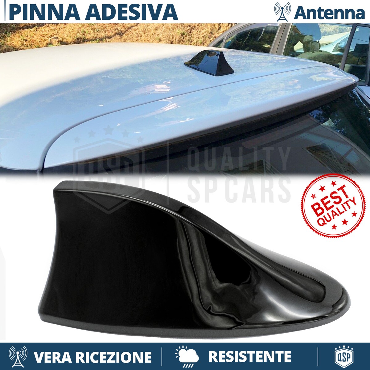 ANTENNA AUTO PINNA Di Squalo Colore Nero Adesiva Autoradio Am-Fm - Foto 7
