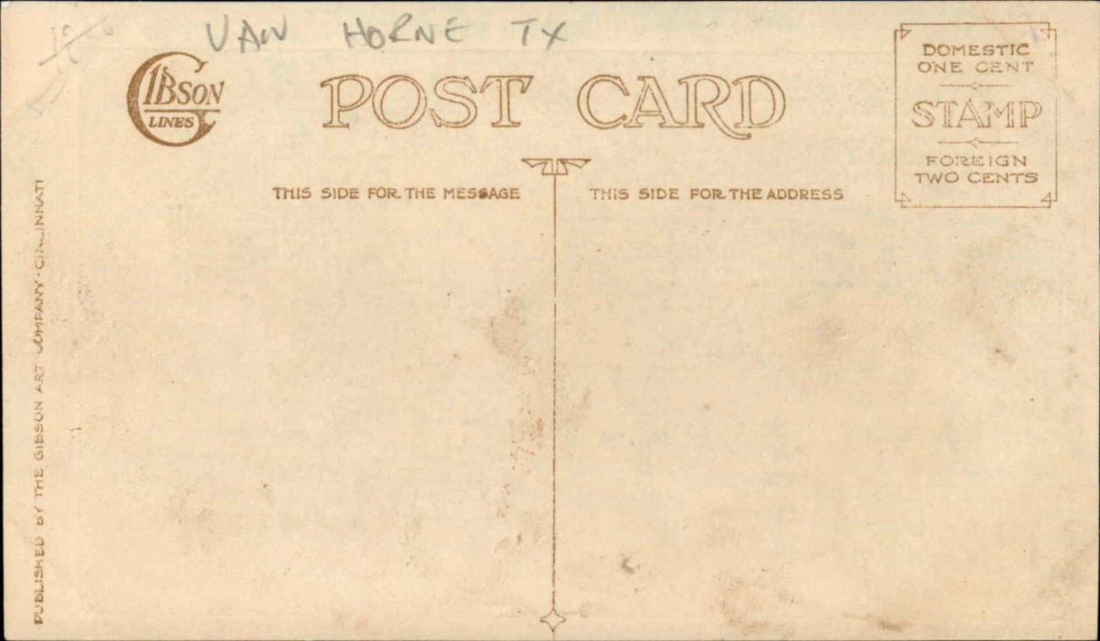 Standard Oil Gas Station Van Horn Texas on Back PHOTO PASTED ON OLD