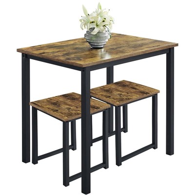 Alden Design 3pcs Industrial Dining Set Rustic Brown Superior Quality  Durable