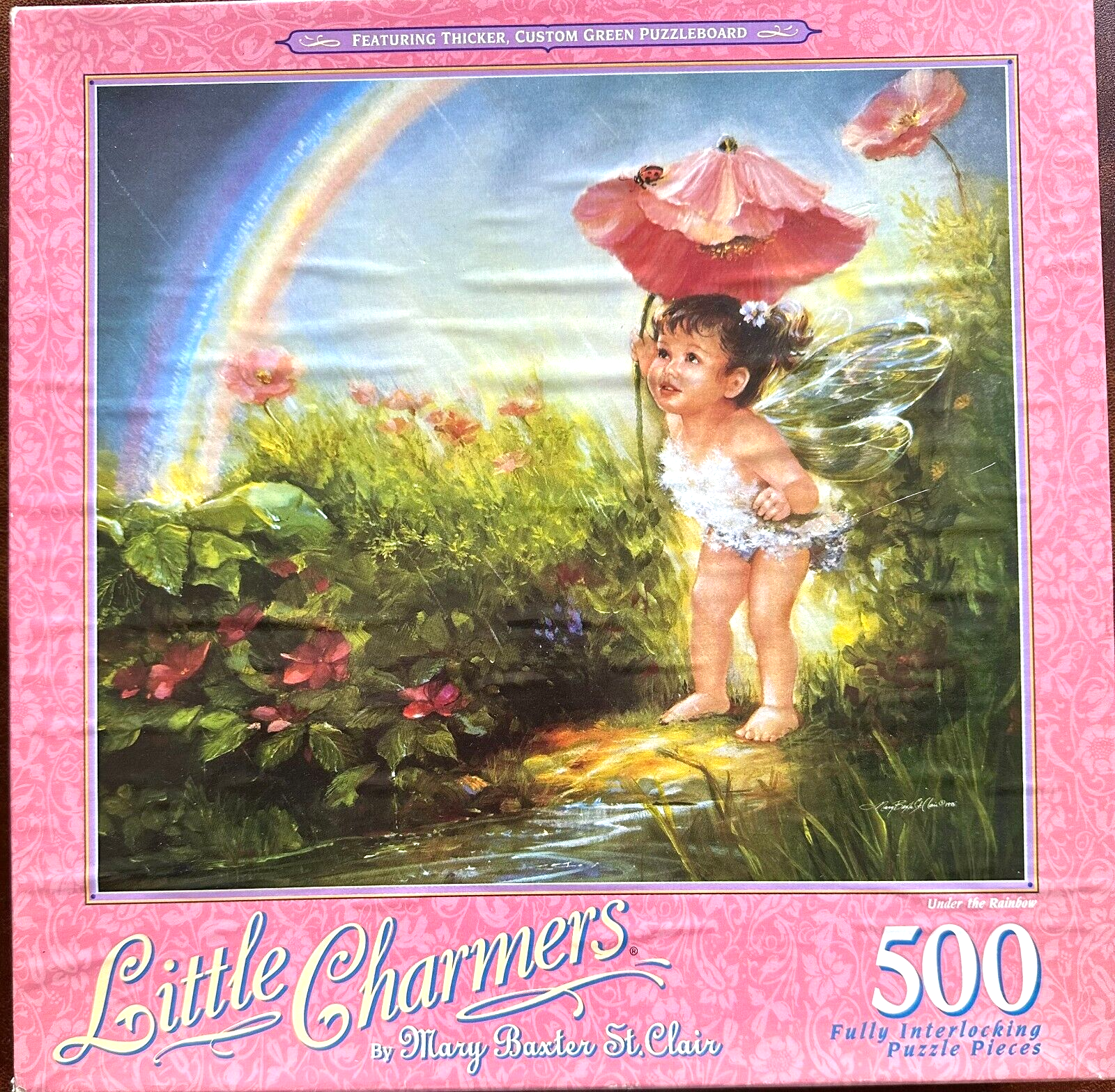 Little Charmers 500-Piece Puzzle Under the Rainbow with Girl Flower Umbrella Wing