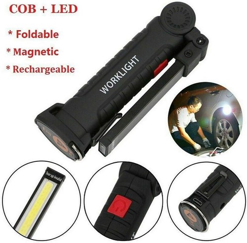 Lampada da lavoro LED ricaricabile pieghevole Luce Torcia magnetica officina USB - Foto 2 di 5