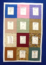 Months of the Year Embroidery Folk Art Patchwork Quilted Wall Hanging 19x29"