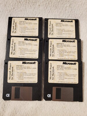 Vtg 1995 Microsoft Project Version 4.0 Macintosh OS 3.5 3.5'' Floppy Disks