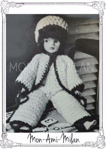 Vtg Crochet Pattern Copy FASHION DOLL CLOTHES CATSUIT JACKET HAT SINDY BARBIE - Picture 1 of 2