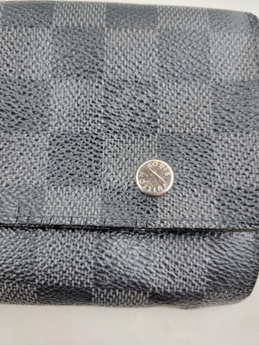Estuche billetera larga vintage auténtico Louis Vuitton Damier gris y negro de cuero - Imagen 5 de 8