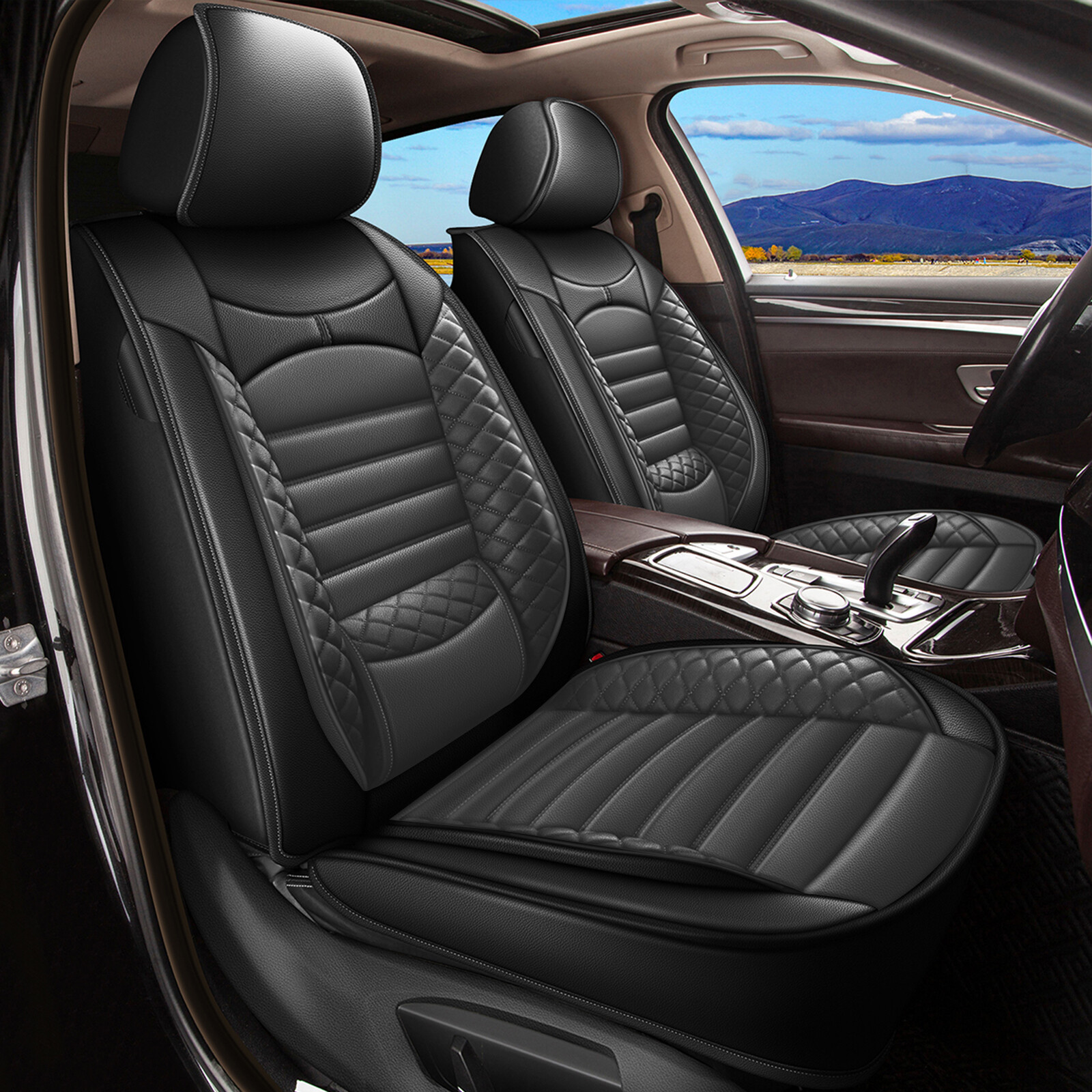 For Acura TSX 2009-2014 Faux Leather Car 5-Seat Covers Front Rear Cushion Pad