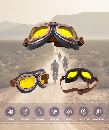 New CRG Vintage Bike Aviator Pilot Motorcycle Cruiser Scooter Goggles T08 Series - Picture 84 of 124