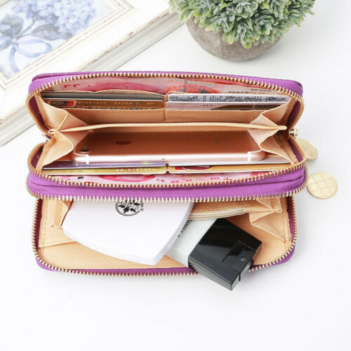 Womens Big Capacity Wallet Long Cluth Double Zipper Credit Card Holder Organizer - Picture 2 of 18