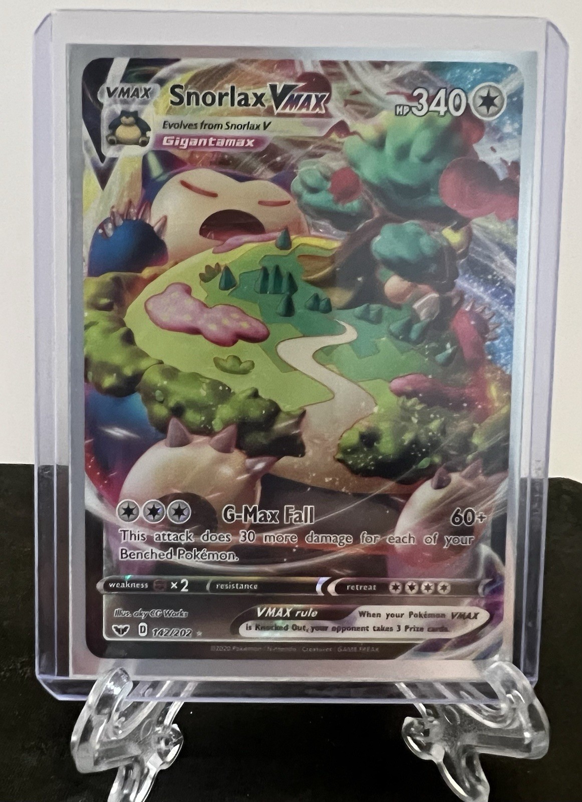 Pokémon TCG Snorlax VMAX 142/202 Sword & Shield Base Set - NM