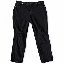 Signature by Levi Strauss Black Distressed Jeans Womens Size 24W Stretch Denim