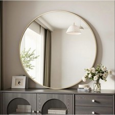 Round Metal Mirror Gold 76cm Wall Mirror  Bedroom Living Room And Bathroom