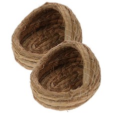 2 Pcs Hand Woven Straw Bird Nest Breeding Nest 7.86 Inch Hatch House Cage