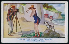 art Fred Spurgin Camera photographer Bating Beauty comic original 1920s postcard