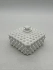 Vintage Fenton White Milk Glass Hobnail Square Candy Trinket Nut Dish