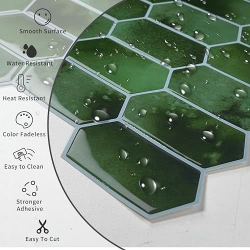 Long Hexagon Peel and Stick Tiles Backsplash,10 Sheets 3D Self Adhesive Wall - Picture 4 of 7