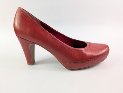 Marco Tozzi Rot Leder High Heel Schuhe Uk 6 Eu 39