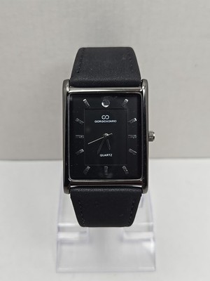 Giorgio & Dario 5771 Slim Tank Black Dial Quartz Watch New Battery Unisex